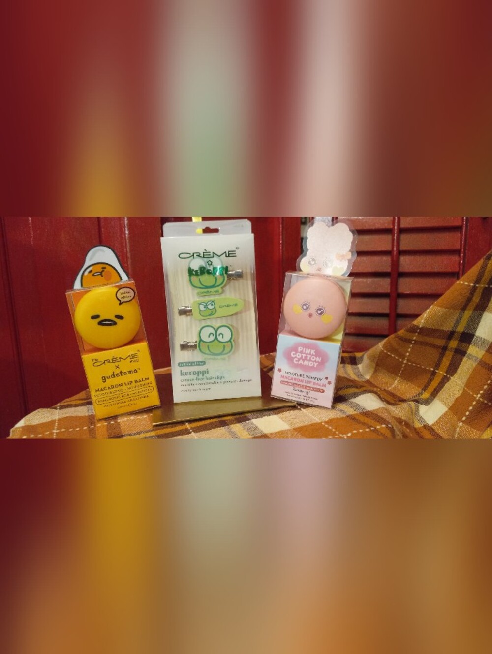 The Creme Shop Gudetama & Pink Cotton Candy Lip Balm & Keroppi Hair Clips